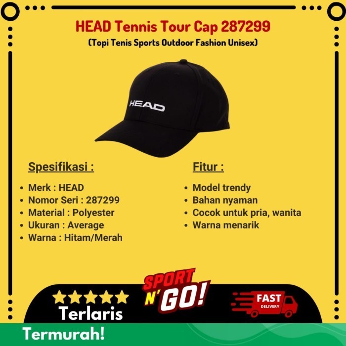 TERBARU HEAD Tennis Tour Cap 287299 - Topi Tenis Sports Outdoor Fashion Unisex