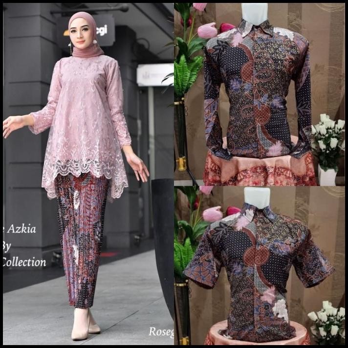 Setelan Couple Kebaya Rinjani Azkia Tulle Kebaya Wisuda Hijau Sage Best Seller