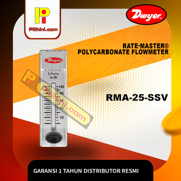 TERBARU Dwyer RMA-25-SSV Rate-Master Polycarbonate Flowmeter