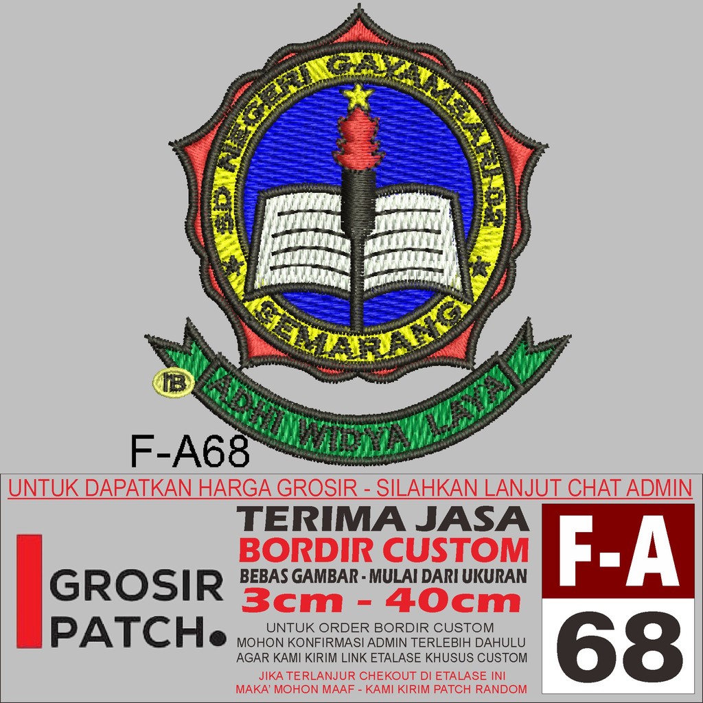 PATCH BORDIR LOGO F-A68 SD NEGERI GAYAMSARI 02 SEMARANG - GROSIRPATCH REVIEW/TESTIMONI