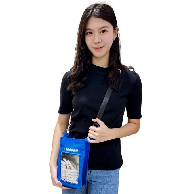 Tas Kaleng Kerupuk Harapan Biru Kotak KECIL Lucu Muat Handphone Dompet