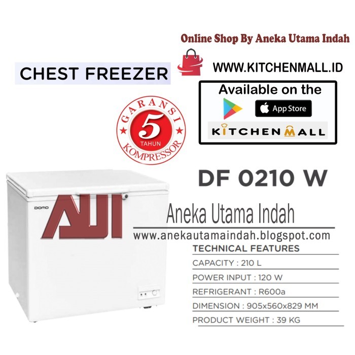 DOMO BY MODENA DF-0210 W 200 liter Chest Freezer - lemari Pendingin