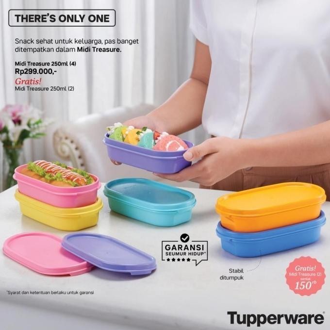 Tupperware Midi Treasure 6pcs Kotak Snack Kecil Kotak Makan - 6pcs - 6