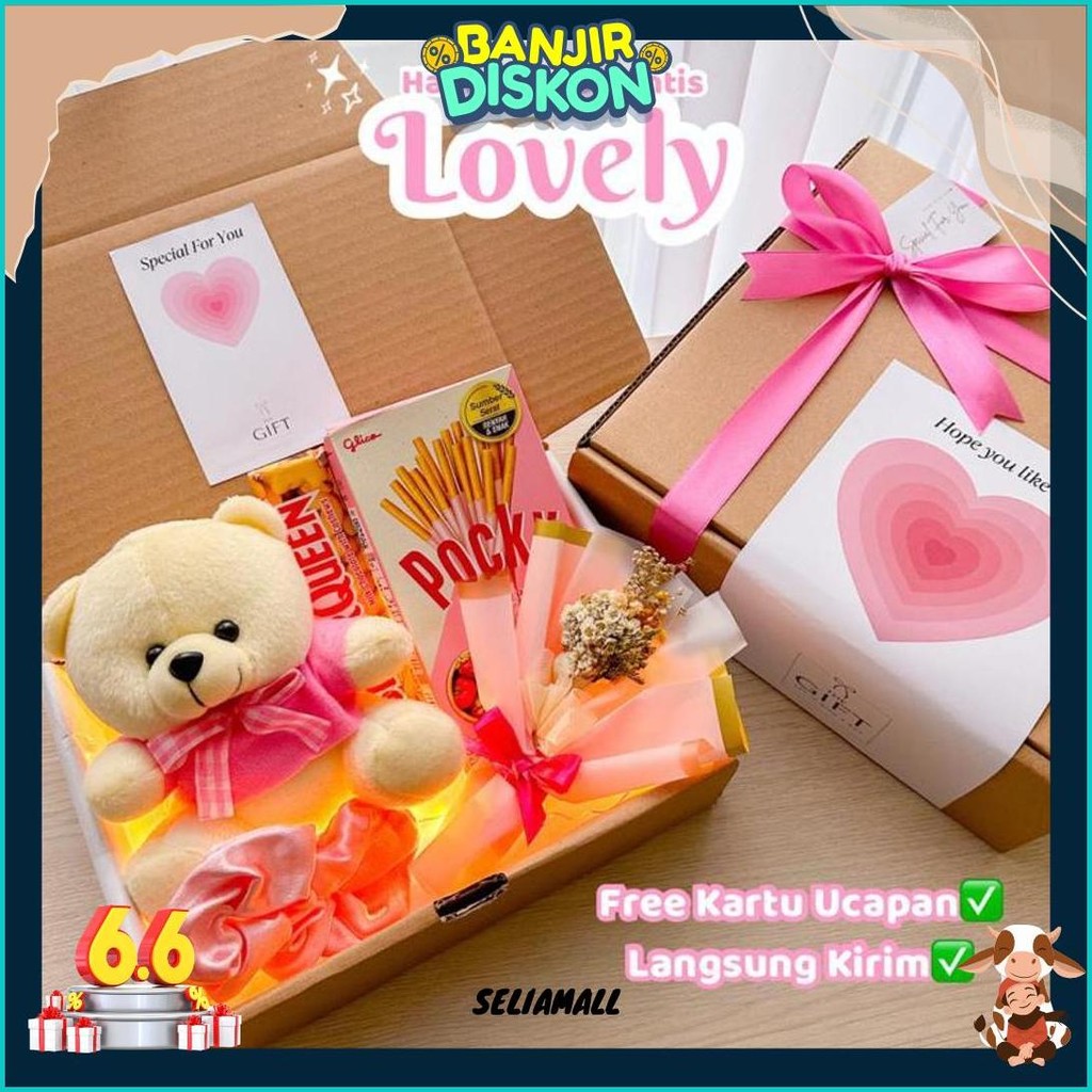 

Hampers Cewe Kado Boneka Hadiah Pesta Snack Cokelat Gift Bunga Ulang Tahun Valentine Wisuda Anniversary Terlaris