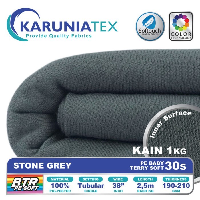 

Kain Baby Terry PE Soft 30s Stone Grey Karunia Textile