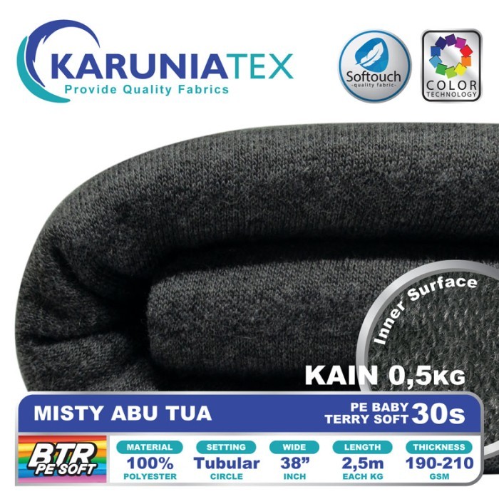 

Bahan Baby Terry PE Soft 30s 0,5Kg Misty Abu Tua Karunia Textile