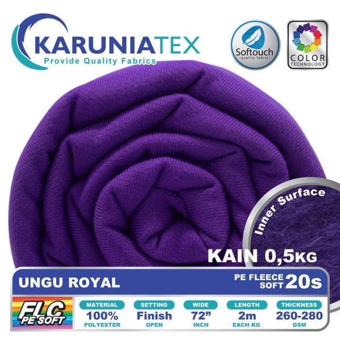 

Bahan Fleece PE Soft 20s 0,5 Kg Ungu Royal Karunia Textile