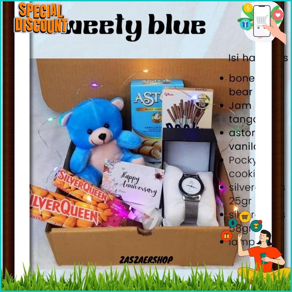 

Paket Sweety Hampers Ulang Tahun Gift Box Anniversary Graduation Coklat Silver Queen Valentine Bisa Cod