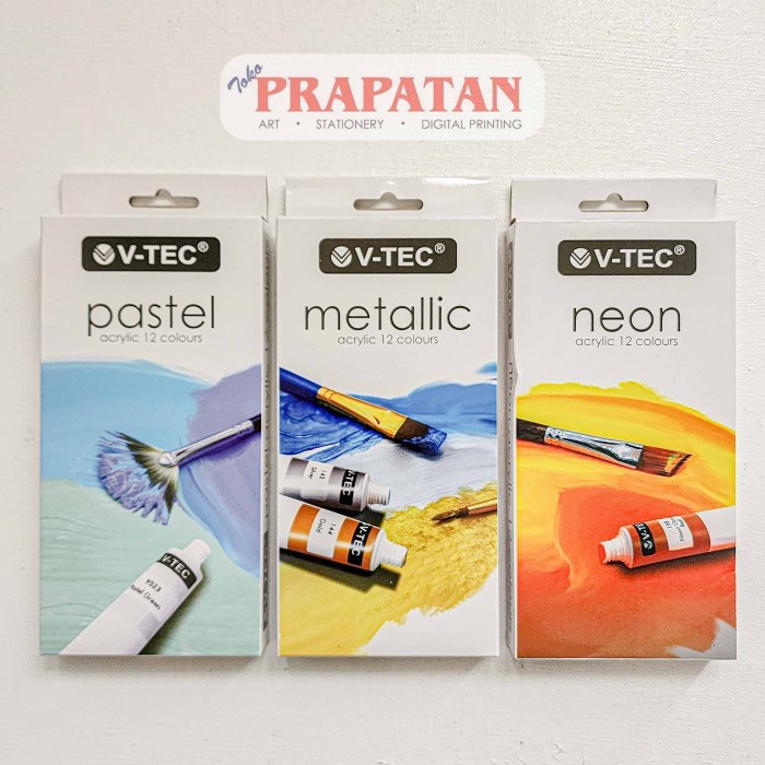 

Cat Akrilik Set V-TEC Neon Metallic Pastel 12x6ml | V-TEC Acrylic Set
