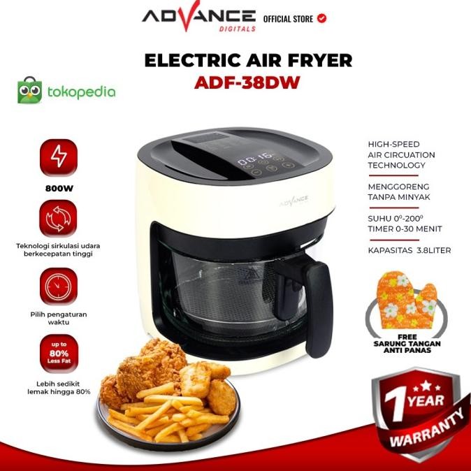 Air Fryer Digital Advance Adf-38 Dw Transparan Glass 800 Watt