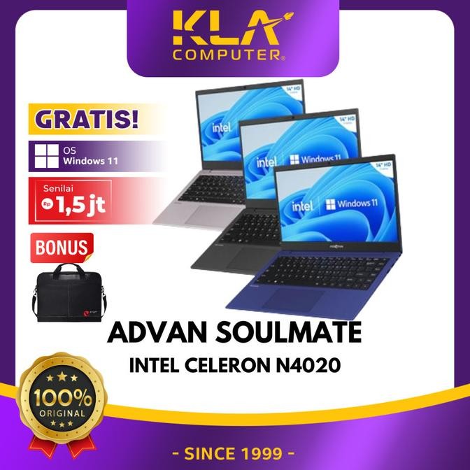 Advan Soulmate Celeron N4020 4Gb 256Gb (Upgradable) 14" Hd Laptop