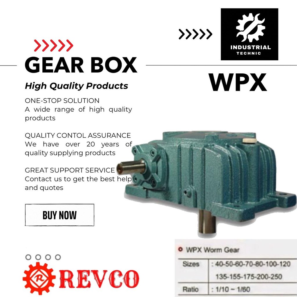 GEAR BOX REVCO WPX 200 WORM GEAR REDUCER RATIO 1:10-60/ GEARBOX WPA/ GEARBOX SPEED REDUCER WPA/ GEAR