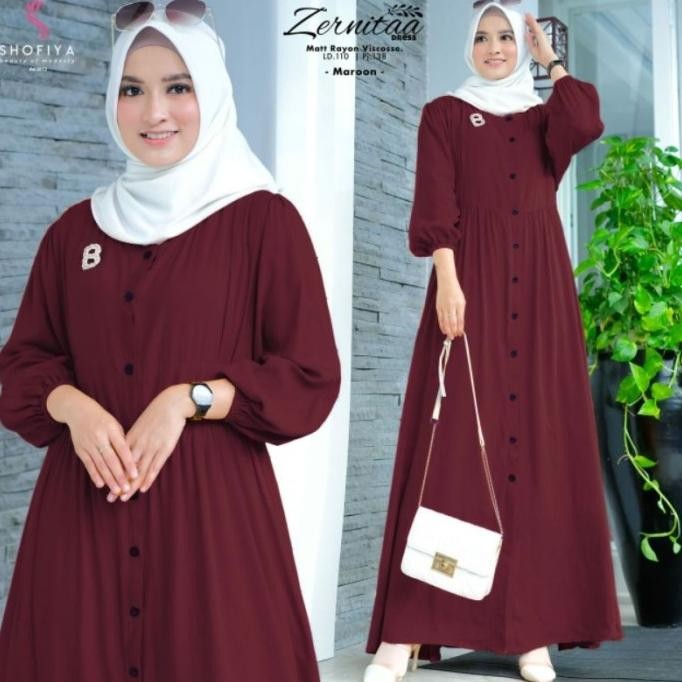 Promo Gamis Katun Rayon Polos Warna Hitam Navy Marun LD 110