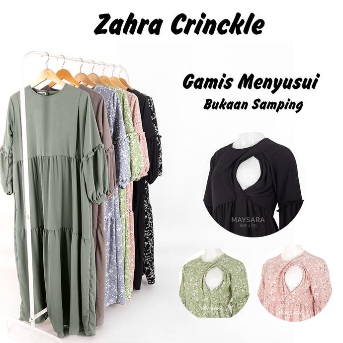 Gamis Dress Baju Menyusui Bukaan Samping Katun Cringkel Premium
