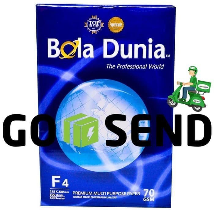 

KERTAS BOLA DUNIA 70GR F4 FOLIO GOSEND GRAB INSTAN ONLY / KERTAS PRINT