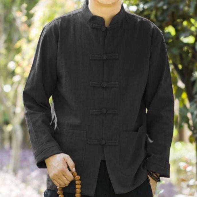 BAJU KOKO CINA KUNGFU IPMAN PRIA DEWASA POLOS KEKINIAN LENGAN PANJANG