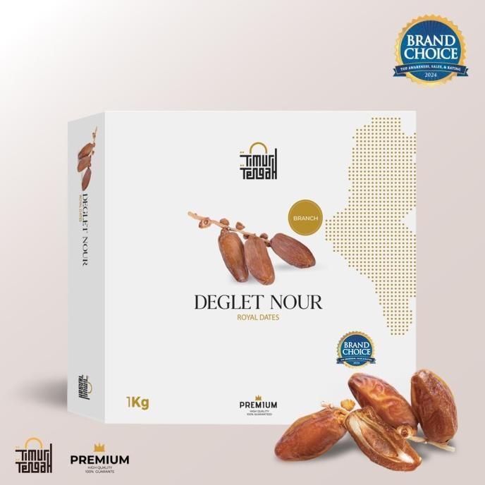 

Kurma Tunisia Tangkai 1Kg Timur Tengah Premium Deglet Noor Branch