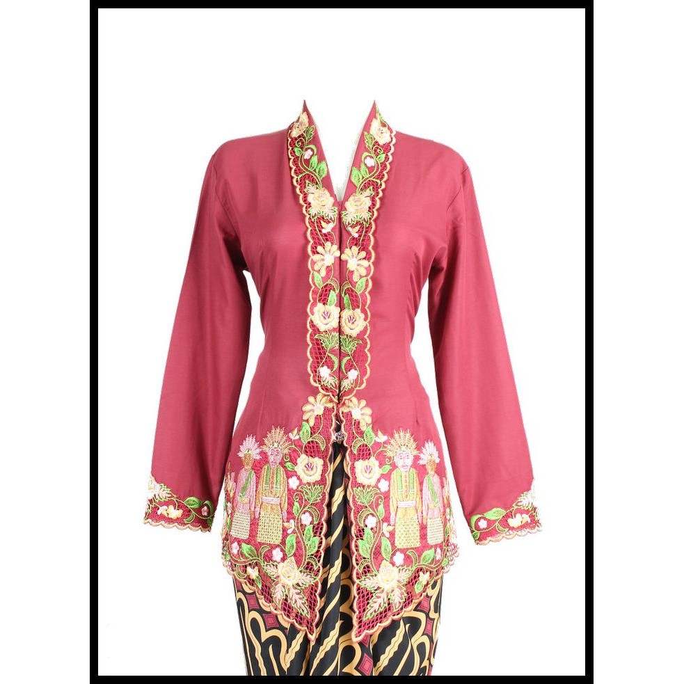 Kebaya Encim Ondel Ondel Jakarta Katun Merah 710 Best Seller