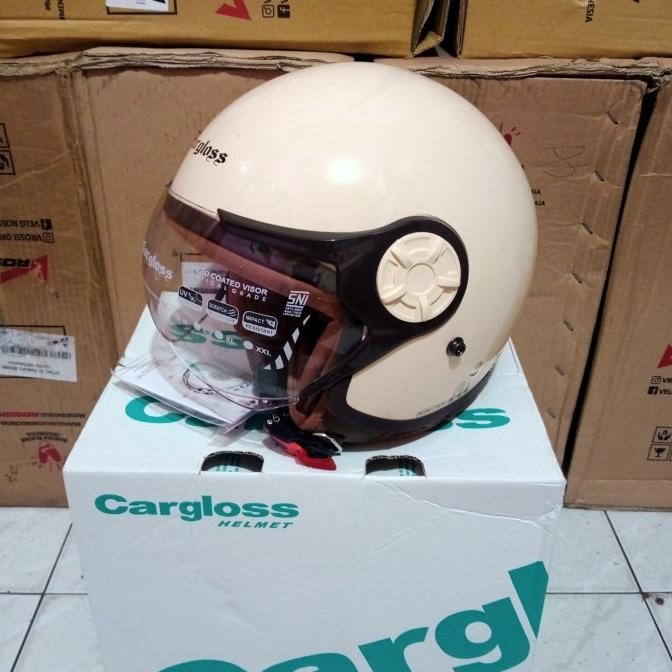 HELM CARGLOSS HIJAB CREAM YRH HELM RETRO CARGLOSS Terlaris