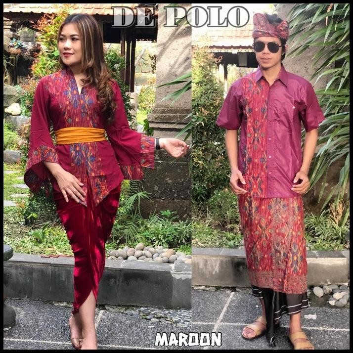 Pakaian Adat Bali Couple Set Kebaya Wanita Set Kemeja Pria Best Seller