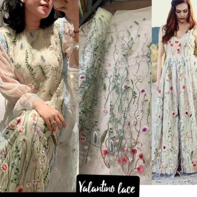 Terbaru Kain Tile Valentino Lace,Brukat Prancis,Bahan Gaun Dress Best Seller