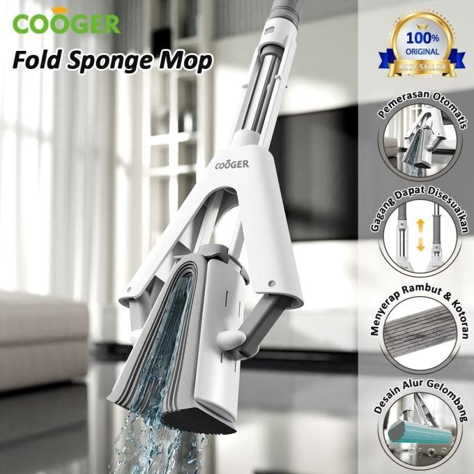 Cooger Sponge Mop Alat Pel Busa Peras Lipat Otomatis Pel Spons