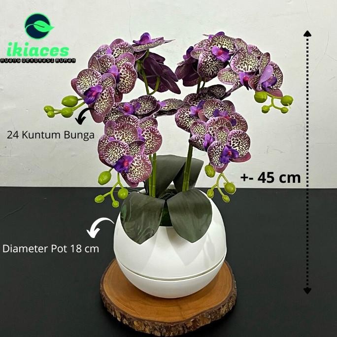 Anggrek Latex Artifisial Bunga Pot Hias Premium Dekorasi Bunga Anggrek