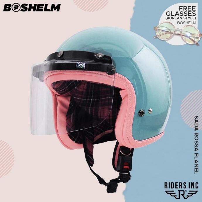 Helm Retro Bogo Sada Rosa Hijau Tosca Helm Retro Wanita Helm Sni