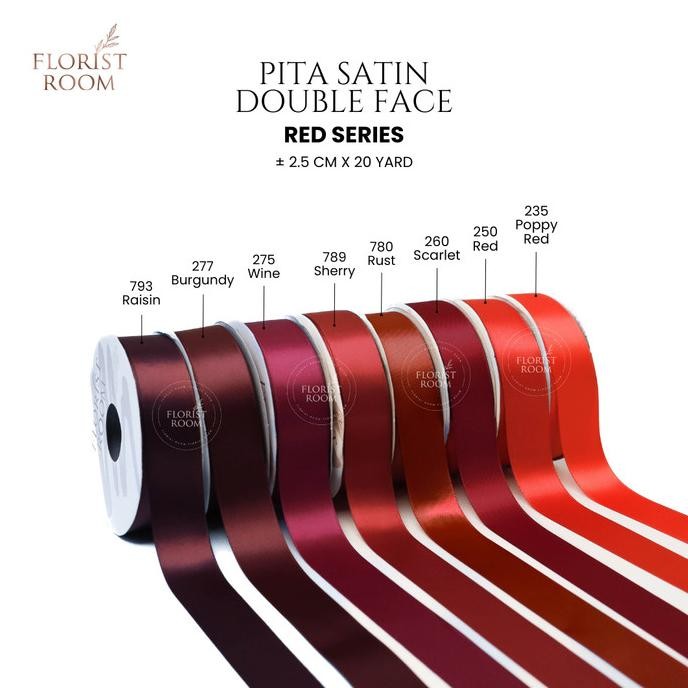 

$$$$] Pita Satin Double Face 2.5cm x 20yard Red Series