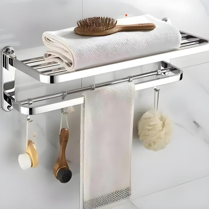 GANTUNGAN Rak Handuk Dinding Kamar Mandi Stainless FLUSSO | Rak Handuk Kamar Mandi | Gantungan Handu