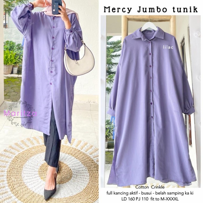 Tunik MERCY JUMBO TUNIK ATASAN WANITA LD 160CM BIG SIZE murah elegan terbaru