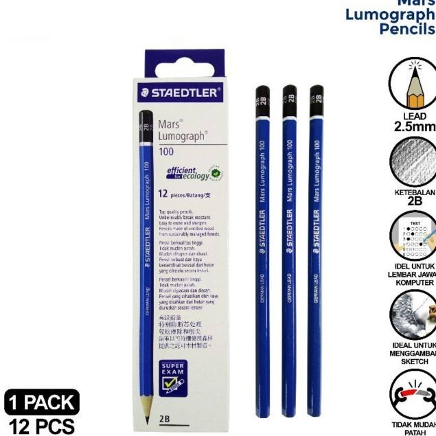 

Pensil Staedtler 2B Mars Lumograph (LUSIN)