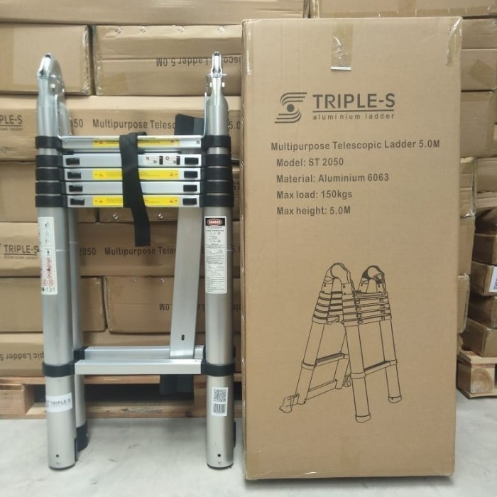 Tangga Double Teleskopik TRIPLE-S Telescopic Ladder 2x8 Steps 6.4 Mtr