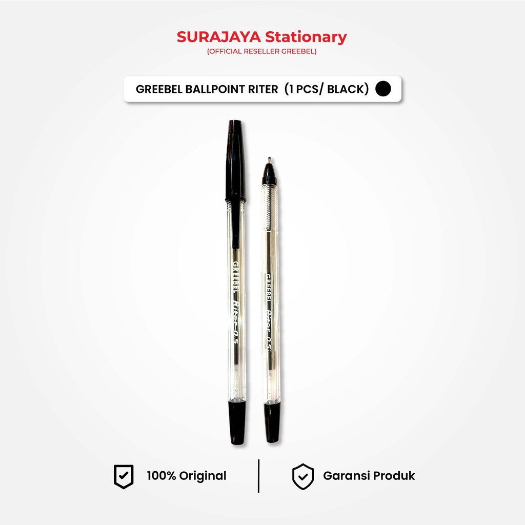 

GREEBEL Pulpen Ballpen / Riter 0.5 Hitam (1PCS) / Ballpoint Bolpen Bolpoin Pena Gel