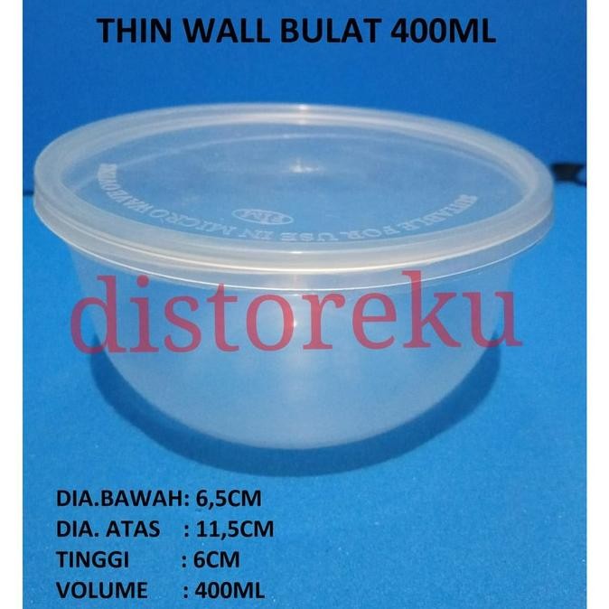 |Bestseller| thinwall mangkok plastik tahan panas + tutup 400ml
