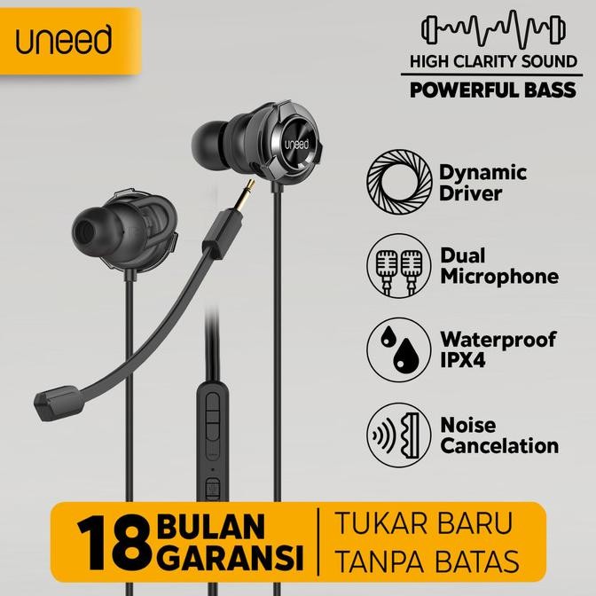 Uneed In-Ear Gaming Earphone With Dual Microphone Wired - Uep131N