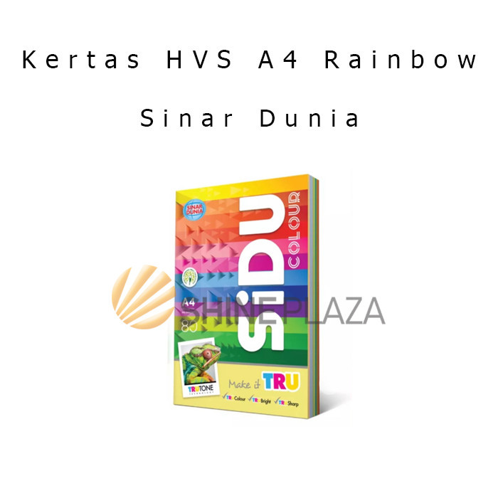 

KERTAS HVS SIDU WARNA RAINBOW A4 80GR SINAR DUNIA FOTOCOPY PRINT PAPER