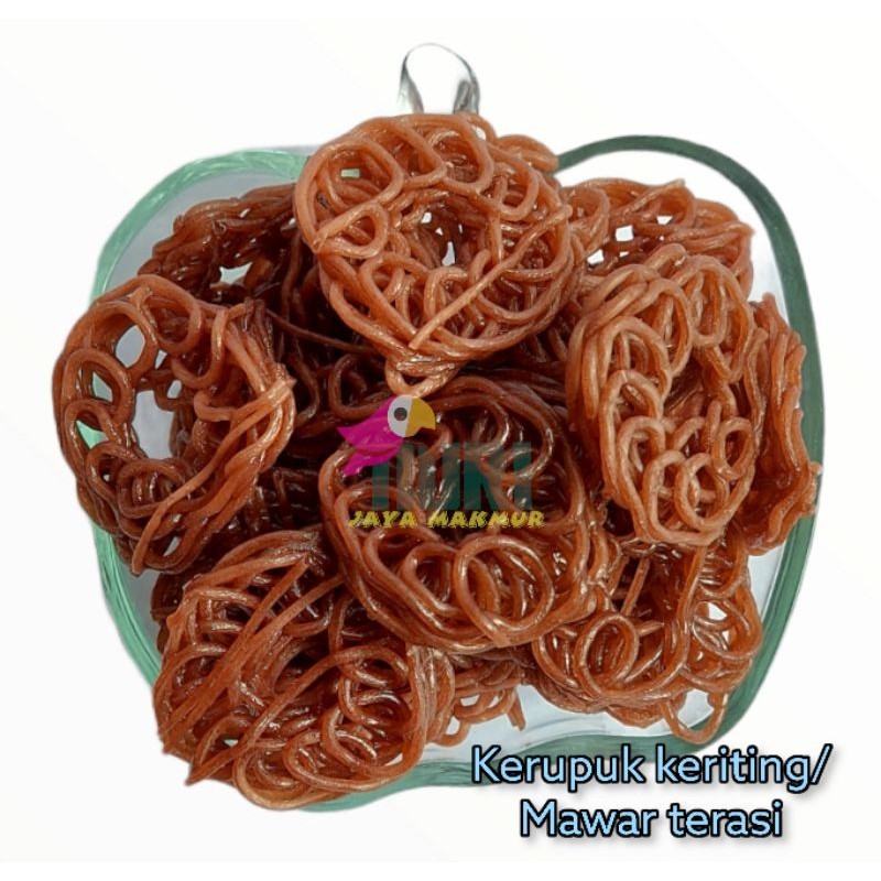 

kerupuk keriting mawar rasa terasi bawang 250gram mentah