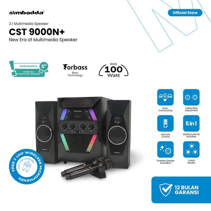 Speaker Bluetooth Simbadda Cst 9000N+ Subwoofer Mega Bass Karaoke