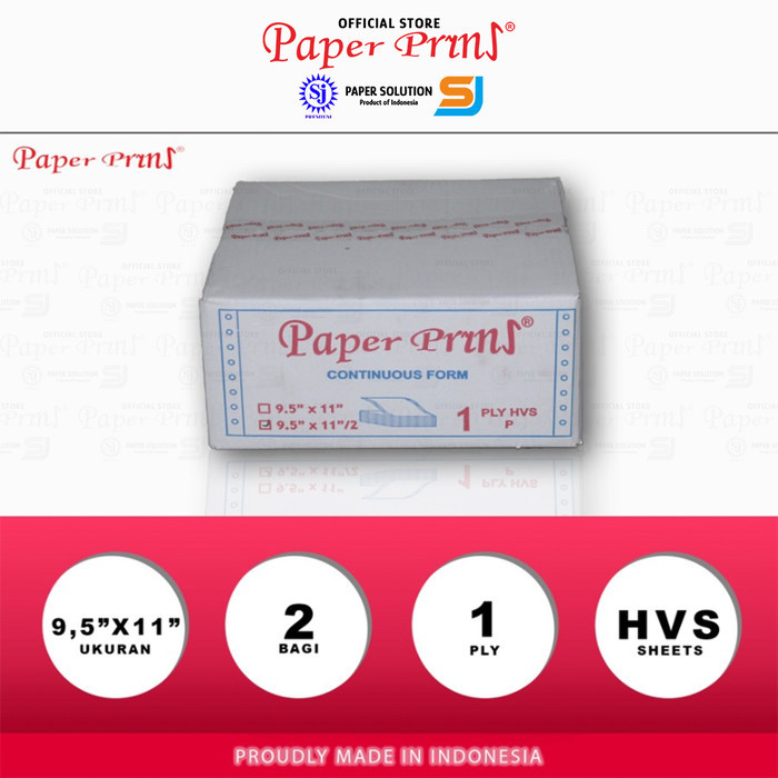 

Ready Paperpryns Kertas Continuous Form 1PLY HVS 9,5" x 11"/2 (Bagi 2)