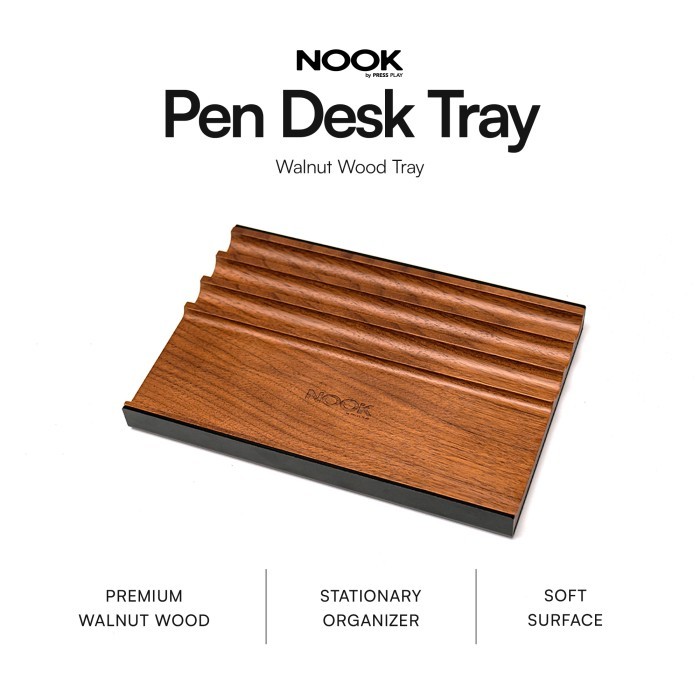 

NOOK PEN DESK TRAY Walnut Wood Standalone Wooden Tray Organizer