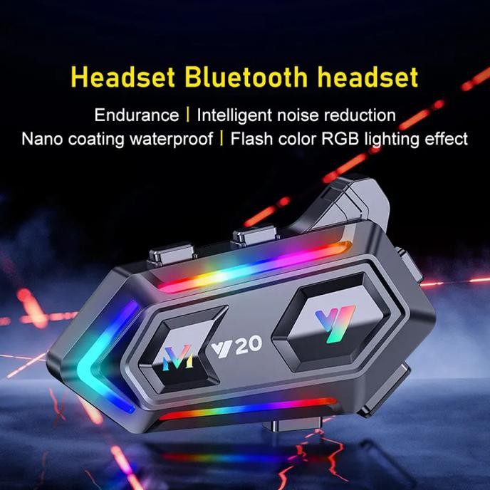 Kebidumei Intercom Bluetooth Headset Helm Motorcycle RGB - Y20