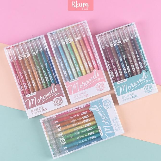 

Produk Baru!! 9 PCS Gel pen set colors/ Colorful pulpen warna cute morandi