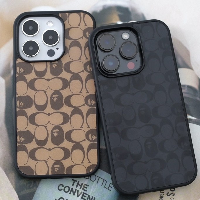 IDNS HARDCASE COACH X BAPE 01 BLACK CASE IPHONE 11 12 13 PRO MAX 14 PRO MAX 15 PRO MAX