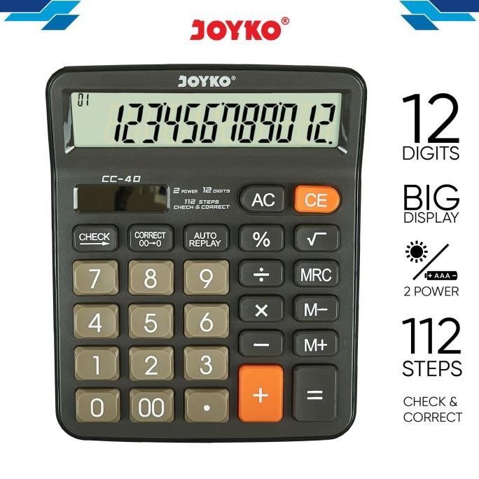 

fgk-45 Calculator / Kalkulator Joyko CC-40 / 12 Digits / Check Correct Termurah