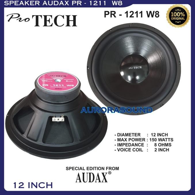 SPEAKER AUDAX PRO TECH PR 1211 W8 FULL RANGE SPEAKER 12 INCH 150 WATT AUDAX ORIGINAL 2807T