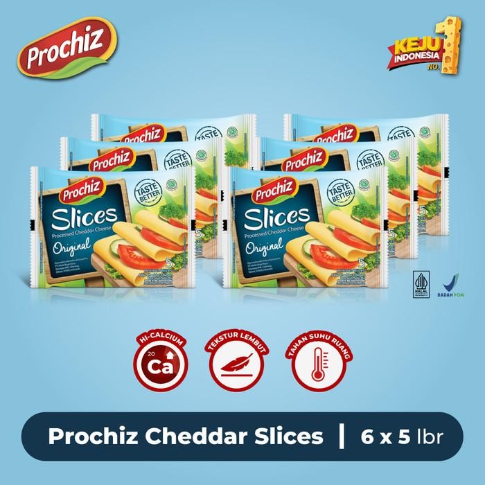 

Keju PROCHIZ Slice Cheddar 5's Paket 6 Pcs Kualitas Terbaik