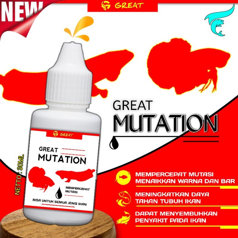 GREAT MUTATION obat mutasi ikan isi 30ml mempercepat mutasi warna, bar pada semua jenis ikan