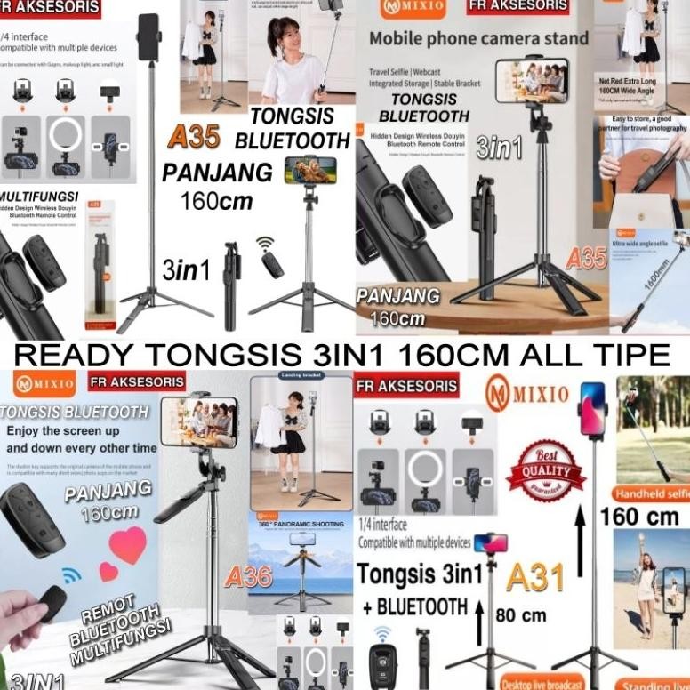 fx-23 Tongsis Bluetooth mixio Tongsis panjang 160CM / 80CM Tripod 3in1 BT Berkualitas