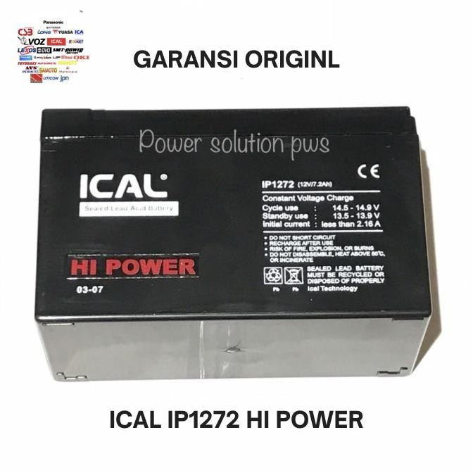 Accu Aki Baterai Batere Kering UPS ICA / Aki ICAL IP1272 12V 7.2Ah
